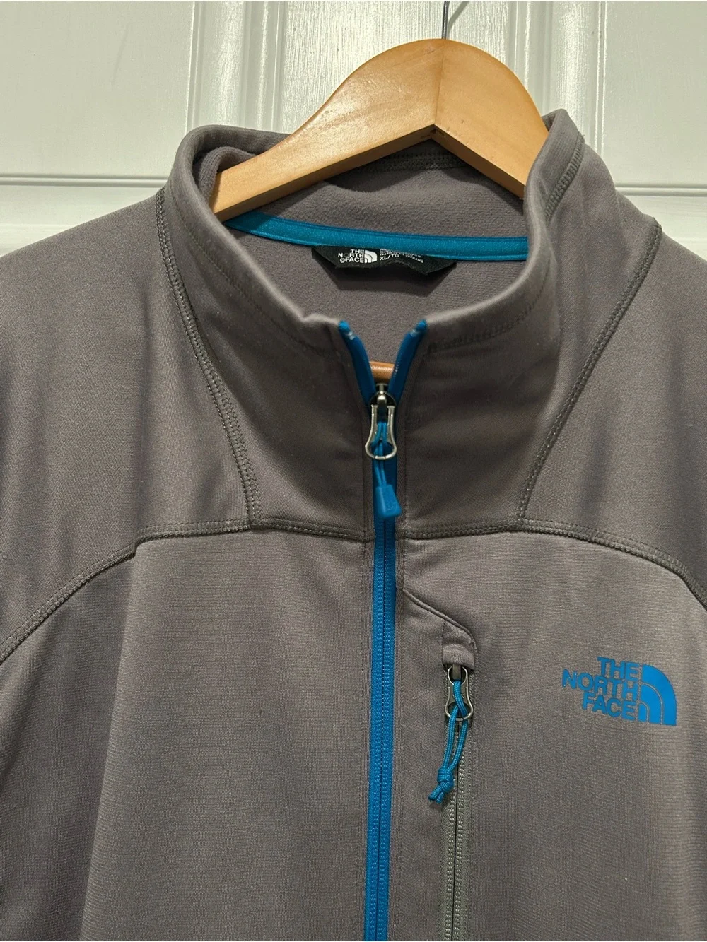 The North Face Men’s XL Apex Bionic Softshell Jacket Gray Blue Full Zip Outdoor